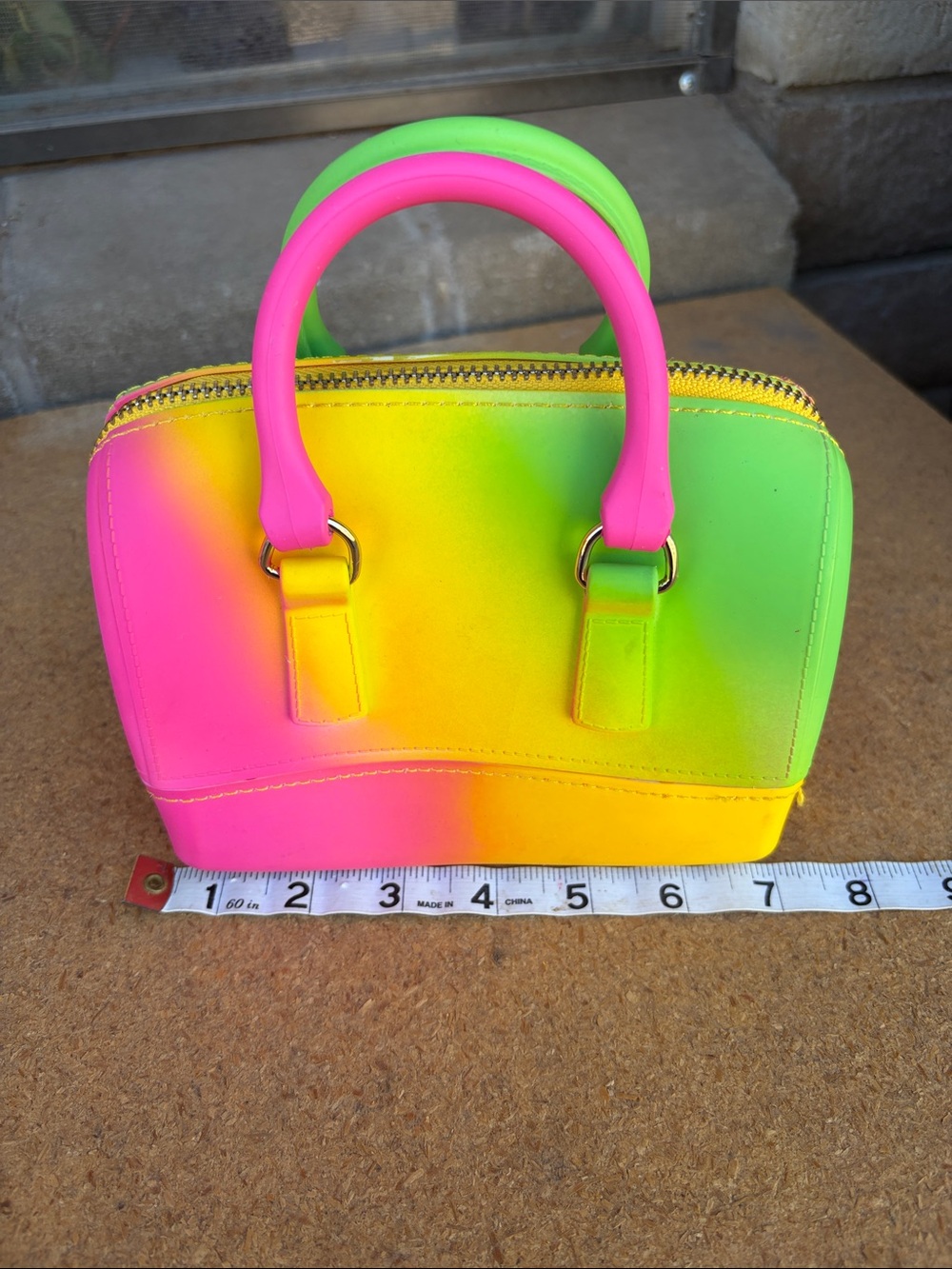 Neon Ombre Mini Satchel - Pink, Yellow & Green